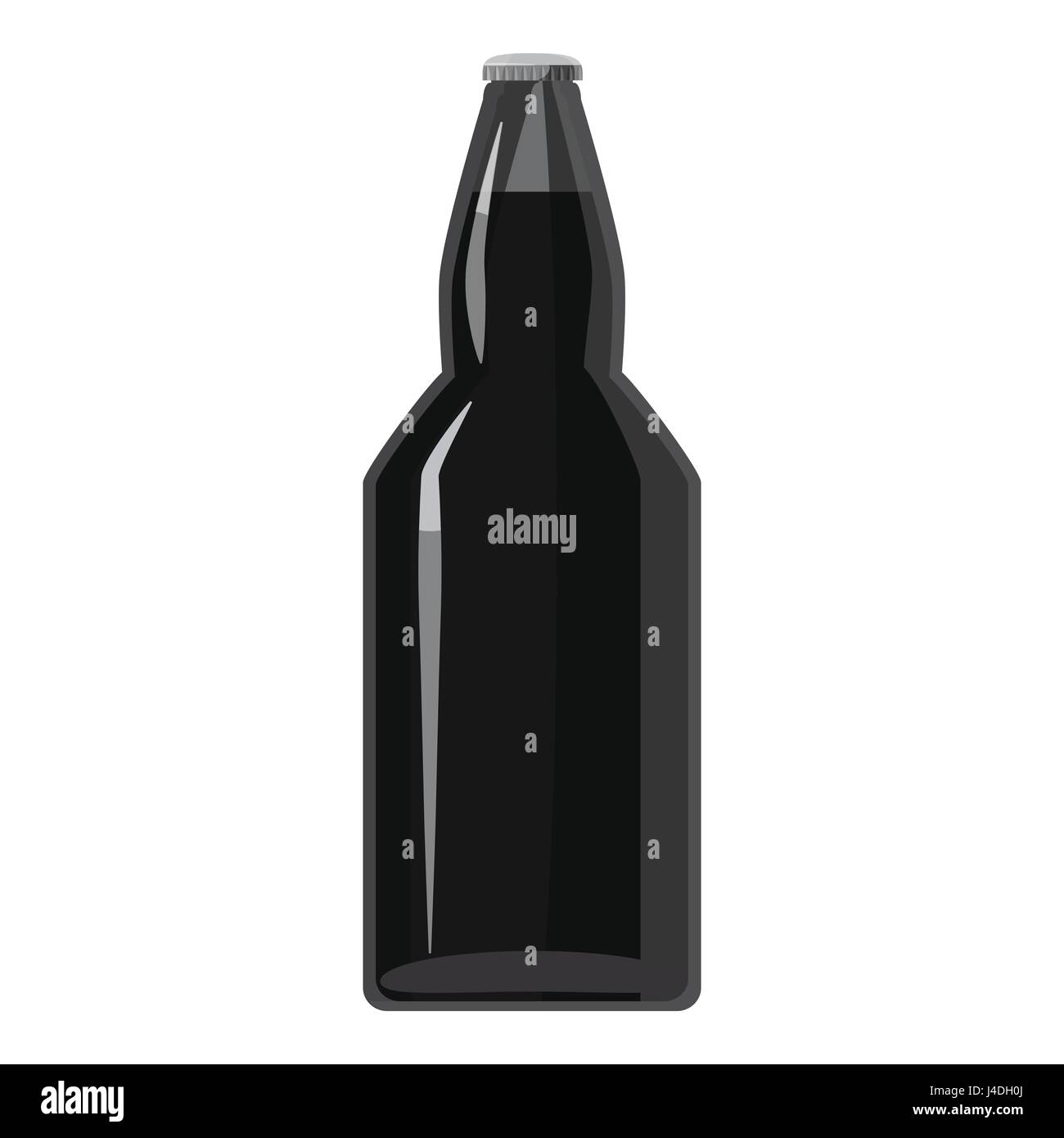 Dark beer bottle icon, gray monochrome style Stock Vector