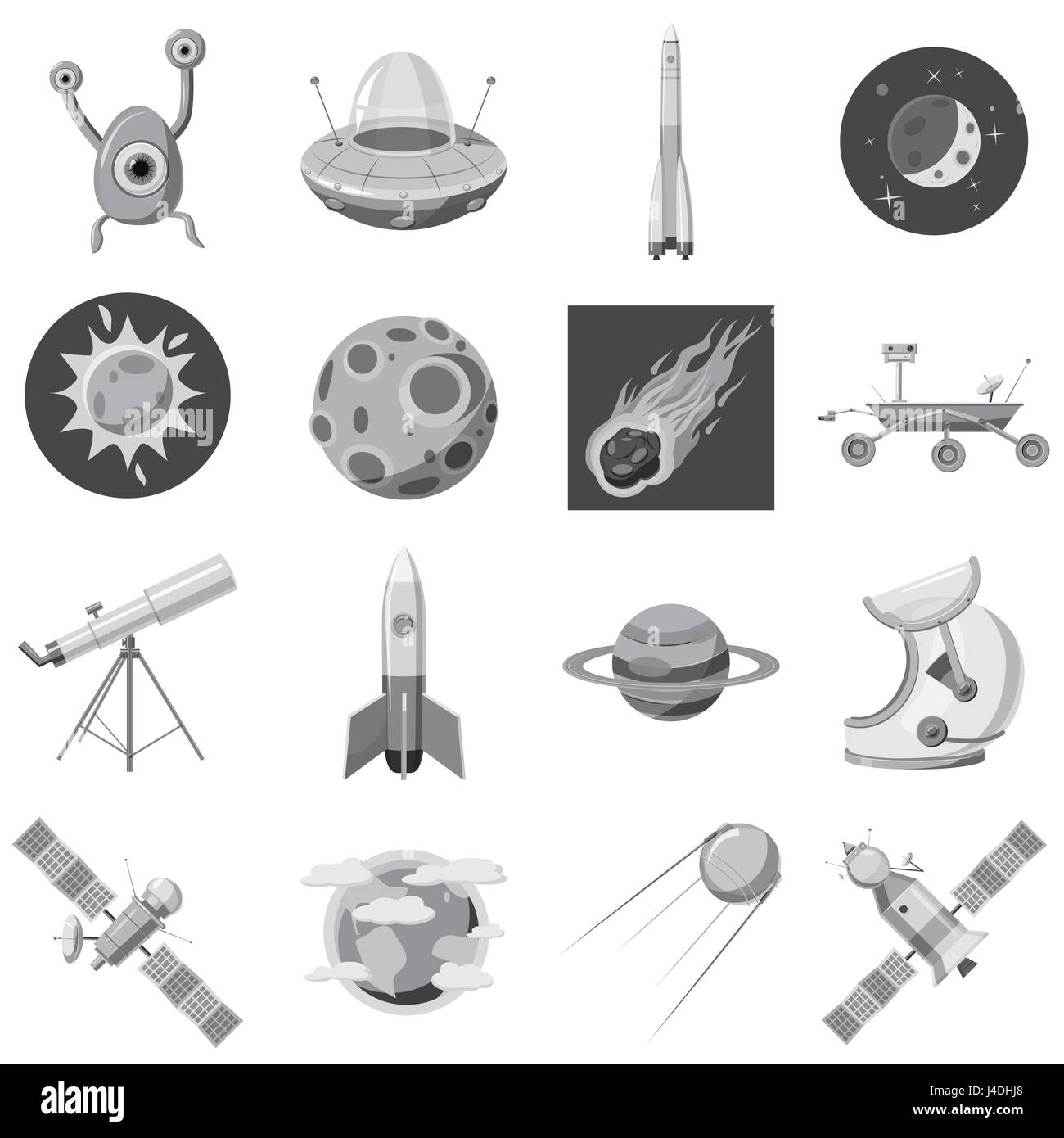 Space icons set, gray monochrome style Stock Vector Image & Art - Alamy