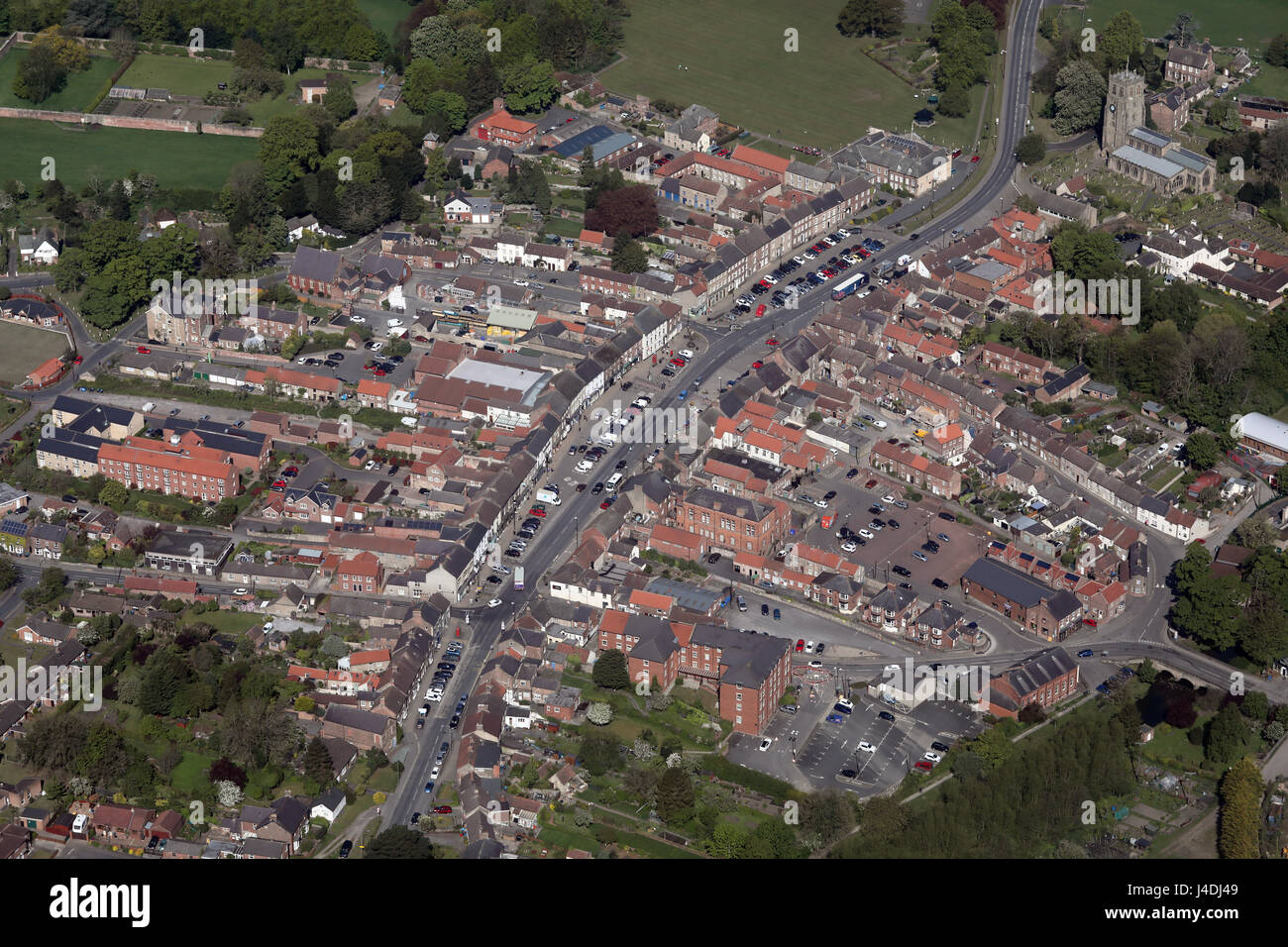 aerial view of Bedale town centre, North Yorkshire, UK Stock Photo Alamy