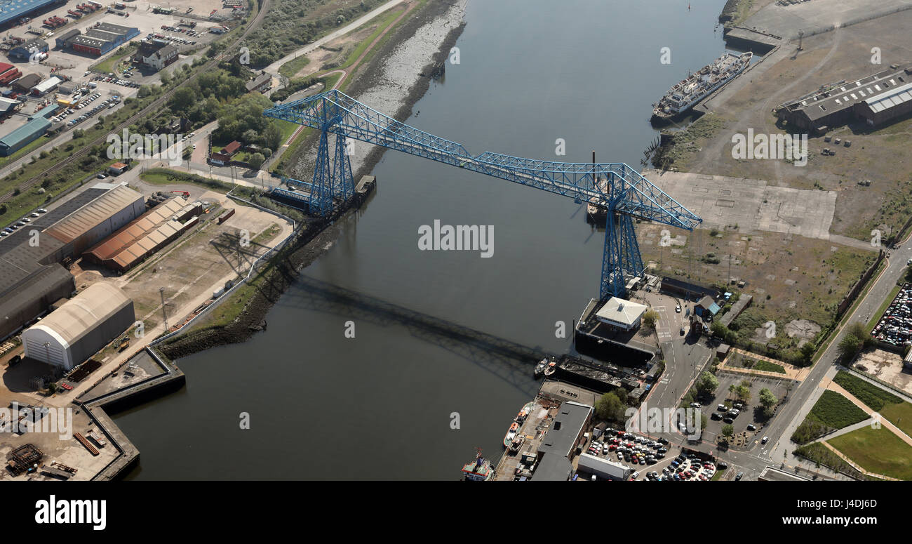 aerial view of the famous Middlesbrough Transporter Bridge, Teesside, UK Stock Photo