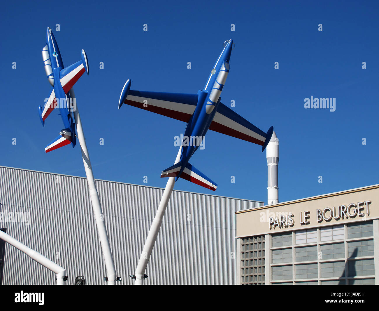 Fouga Magister of the Patrouille de France, Air and Space Museum, Paris Le Bourget, Le Bourget, Seine-Saint-Denis, Ile-de-France, France, Europe Stock Photo