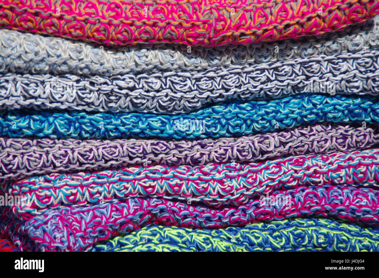 The handmade wool fabrics in variegated colors Stock Photo