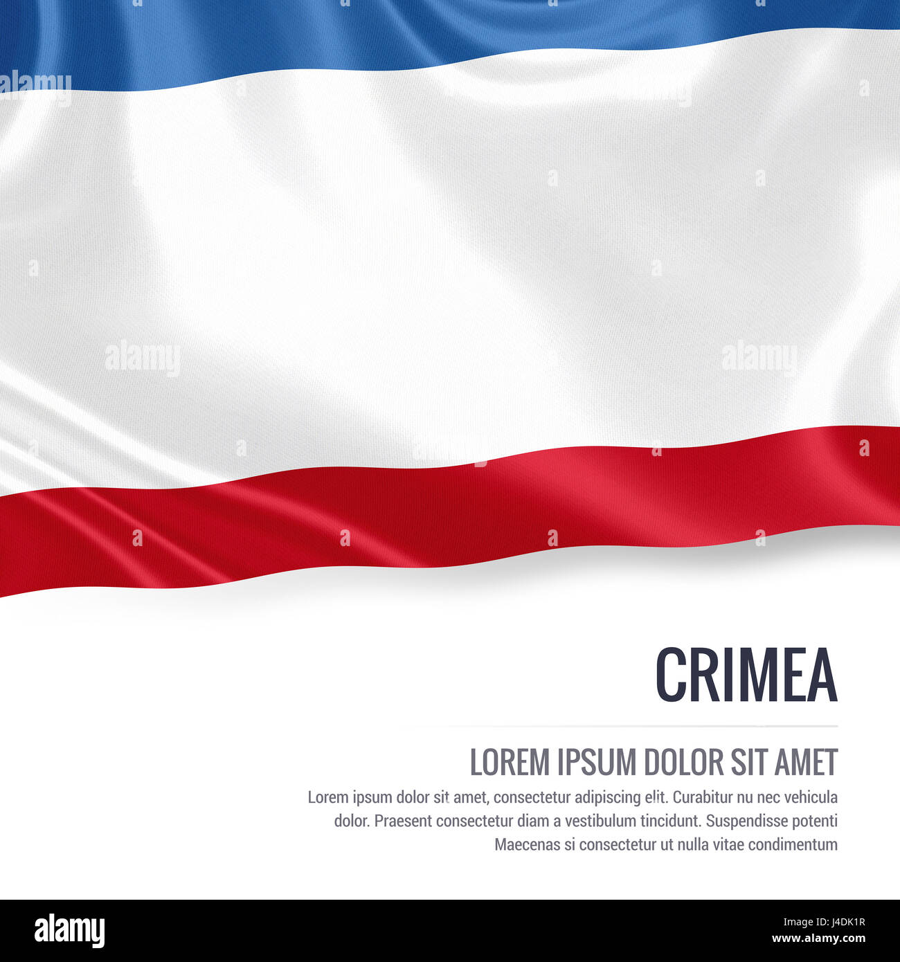 Silky flag of Crimea waving on an isolated white background with the ...