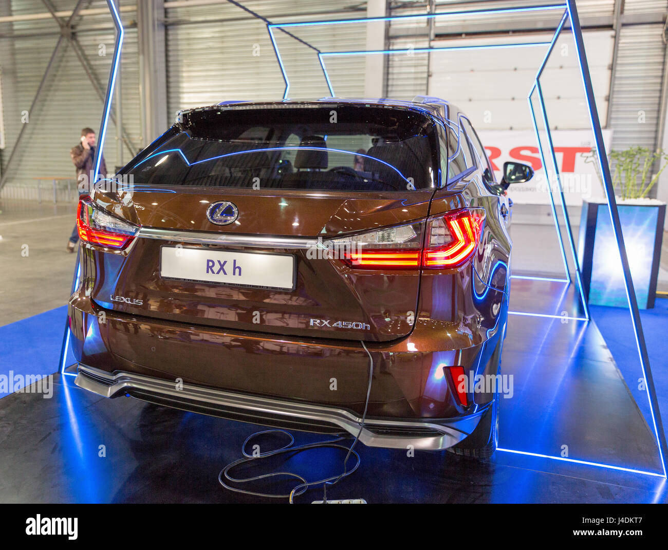 KIEV, UKRAINE - APRIL 07, 2017: Lexus RX h hybrid car booth at 2nd ...