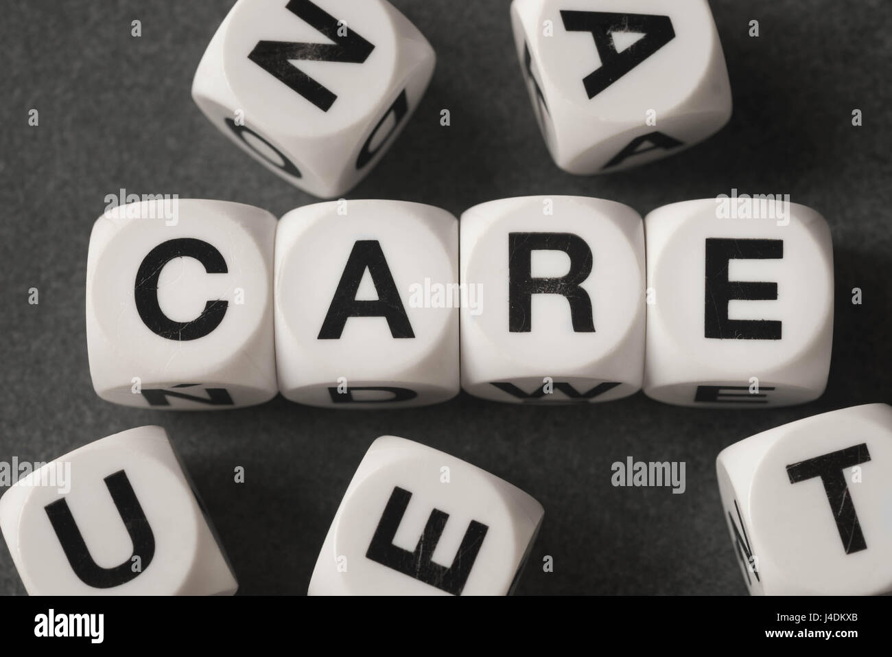 word care on white toy cubes Stock Photo