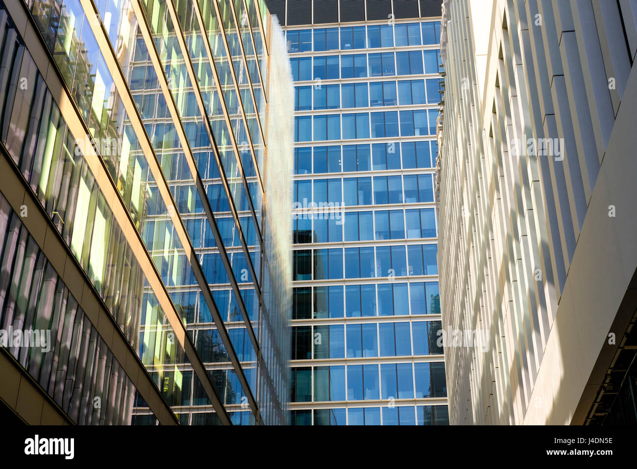 Abstract view of modern office architecture in the financial district,City of London,UK Stock Photo