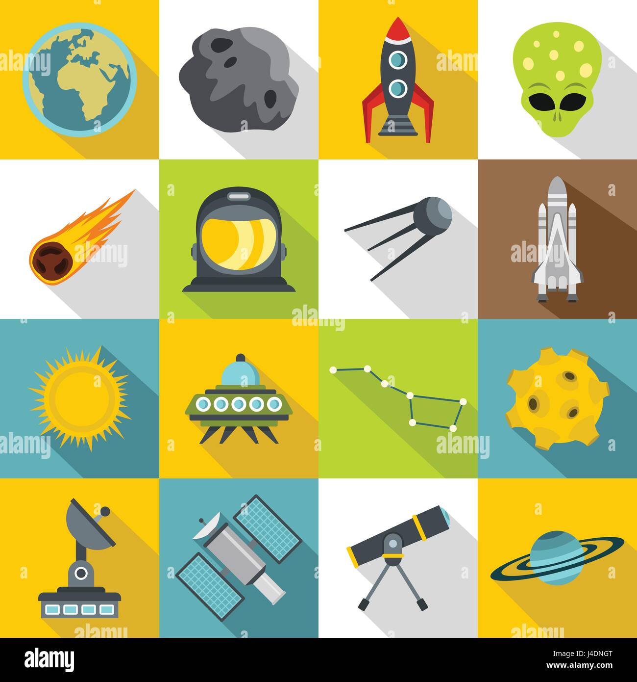 Space icons set, flat style Stock Vector Image & Art - Alamy