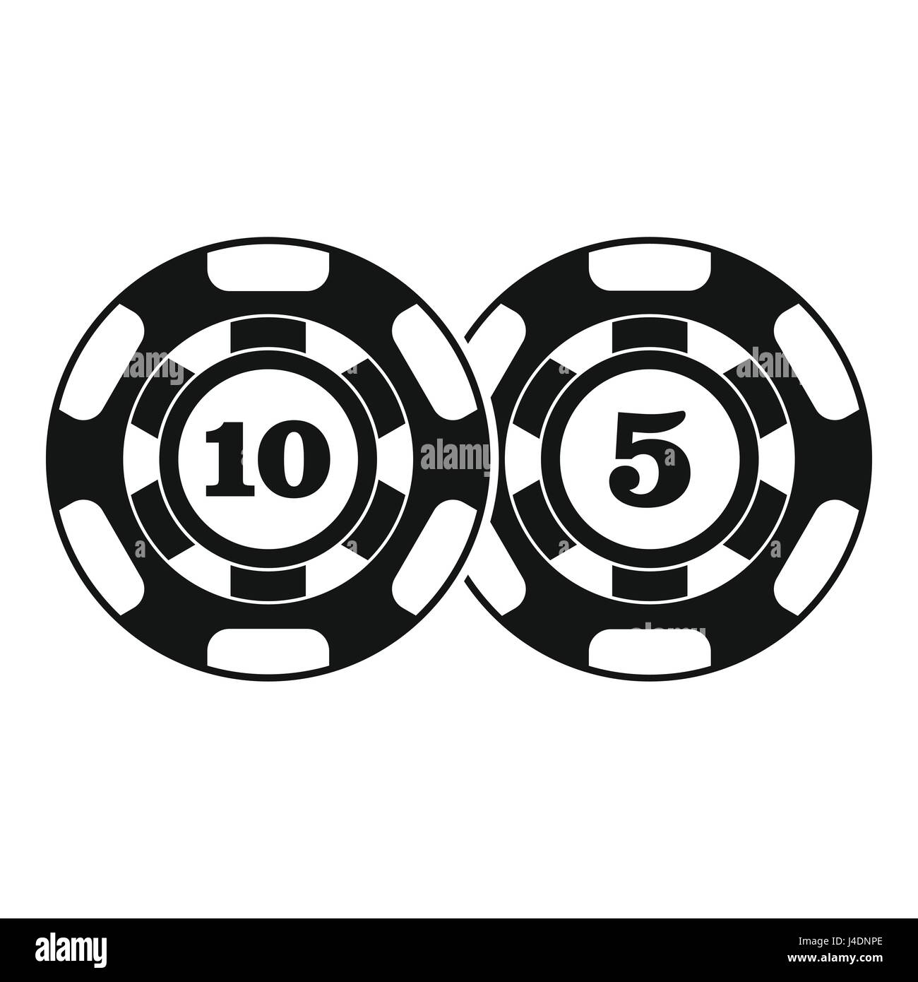 Poker chips nominal five and ten icon simple style Stock Vector Image