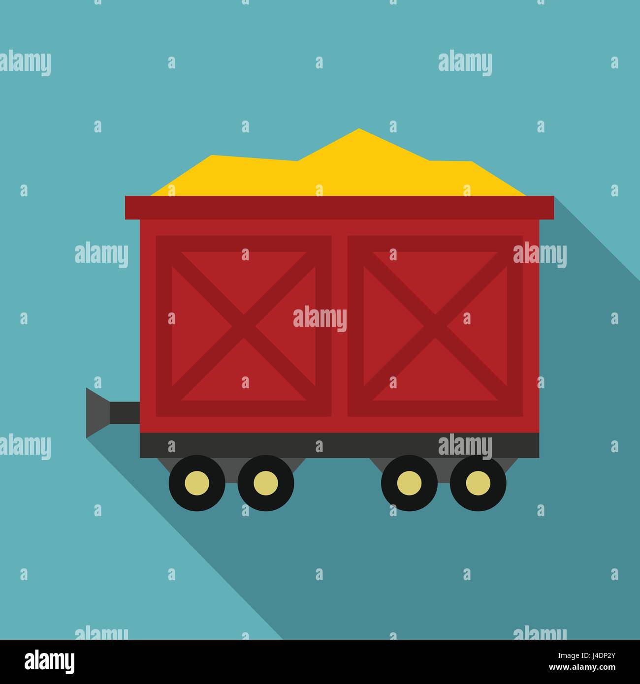 Cart on wheels with gold icon, flat style Stock Vector Image & Art - Alamy