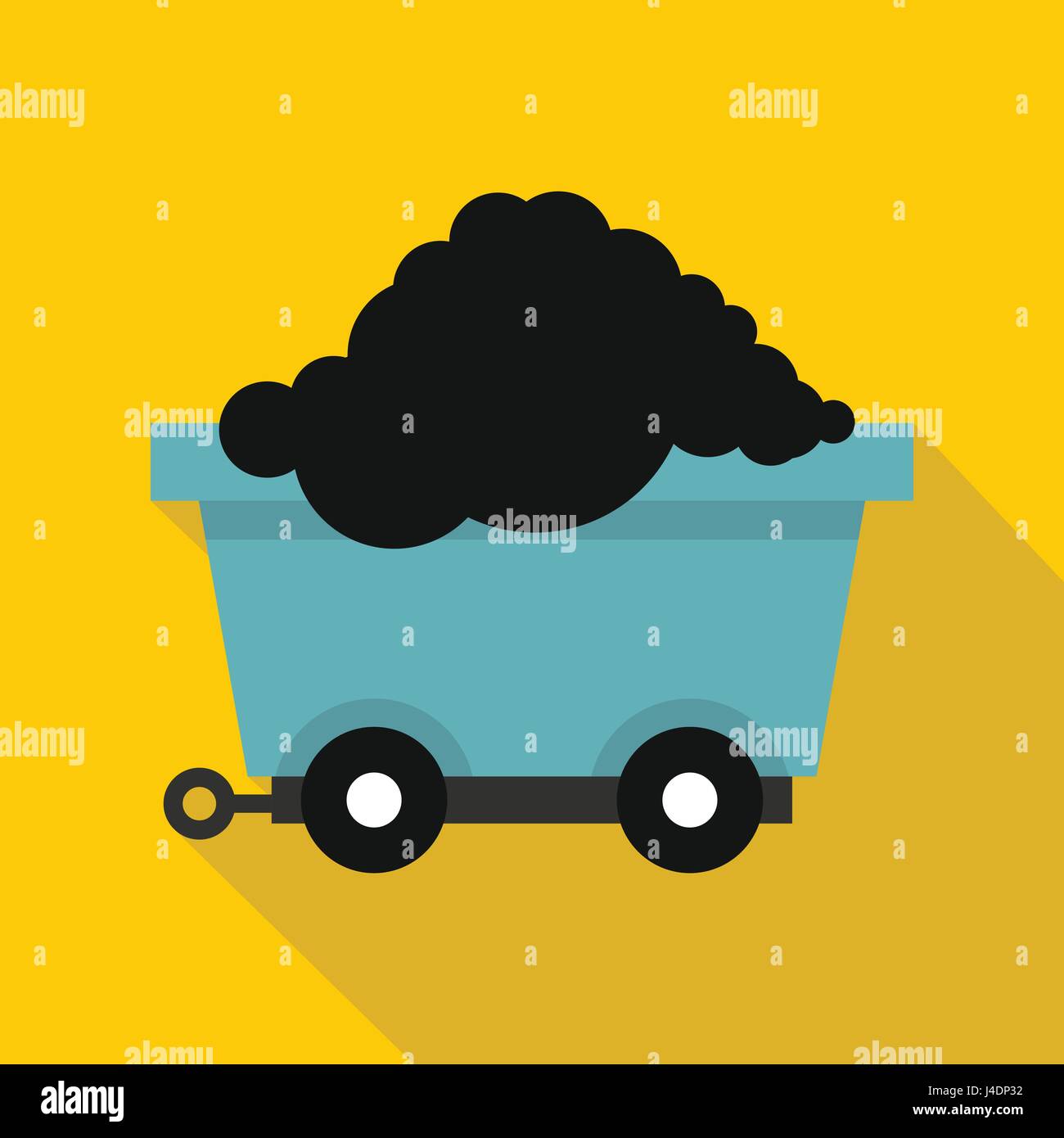 Cart on wheels with coal icon, flat style Stock Vector Image & Art - Alamy