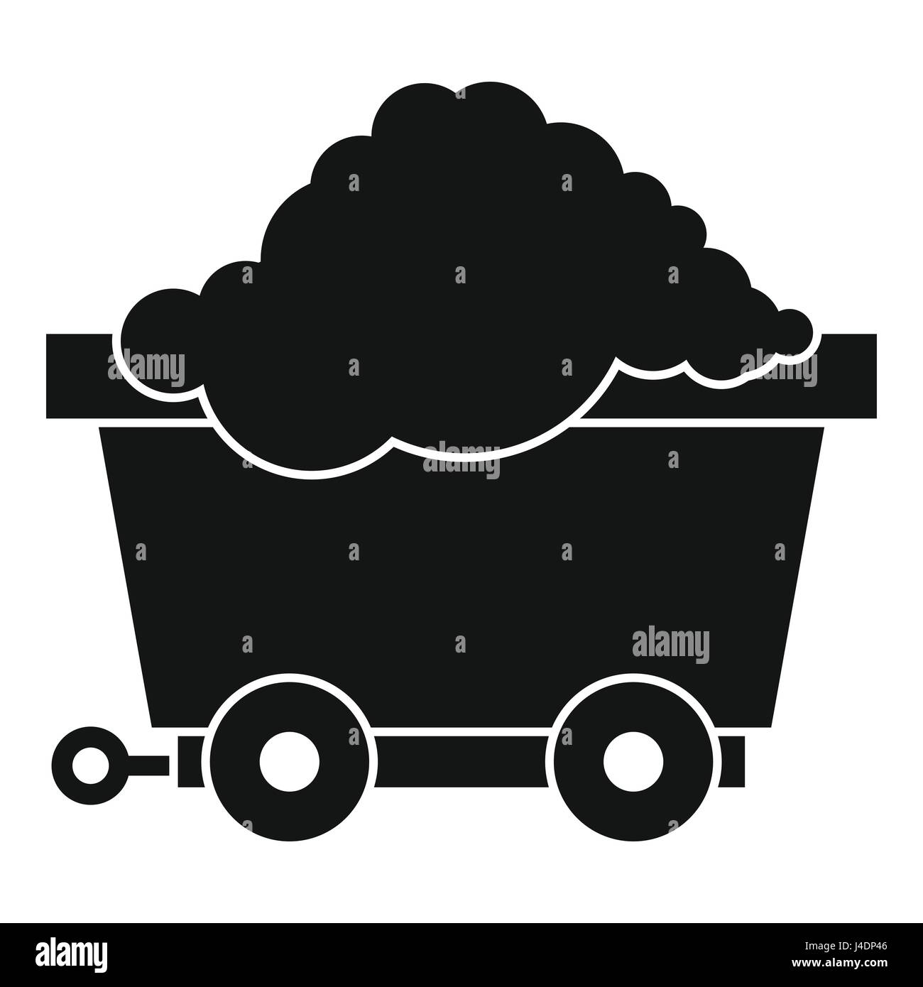 Cart on wheels with coal icon, simple style Stock Vector Image & Art ...