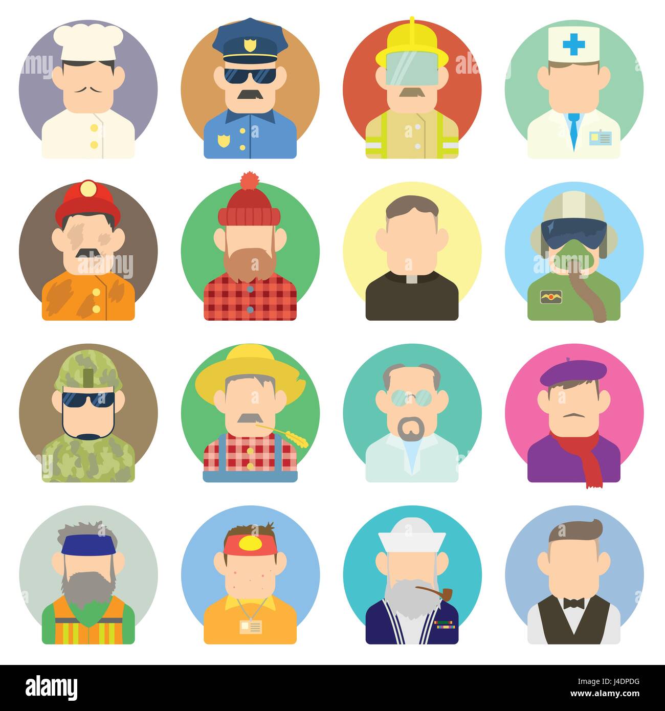 Profession icons set, flat style Stock Vector Image & Art - Alamy