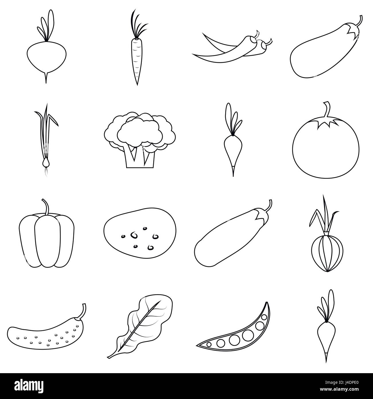 Vegetables icons set, outline style Stock Vector Image & Art - Alamy