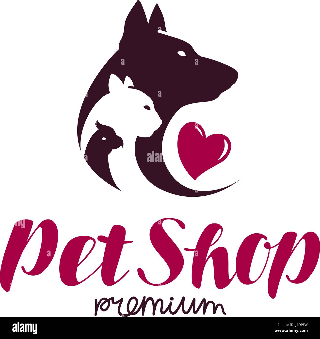 Pet Shop Logo Animal Shelter Dog Cat Parrot Icon Or Label