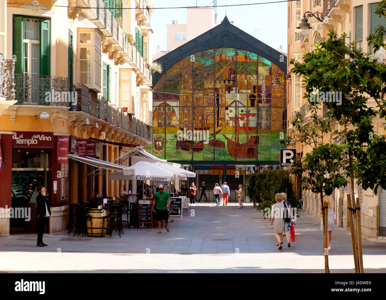 The exterior of Mercado Central de Atarazanas, Malaga, a food market in the centre of the city. Stock Photo