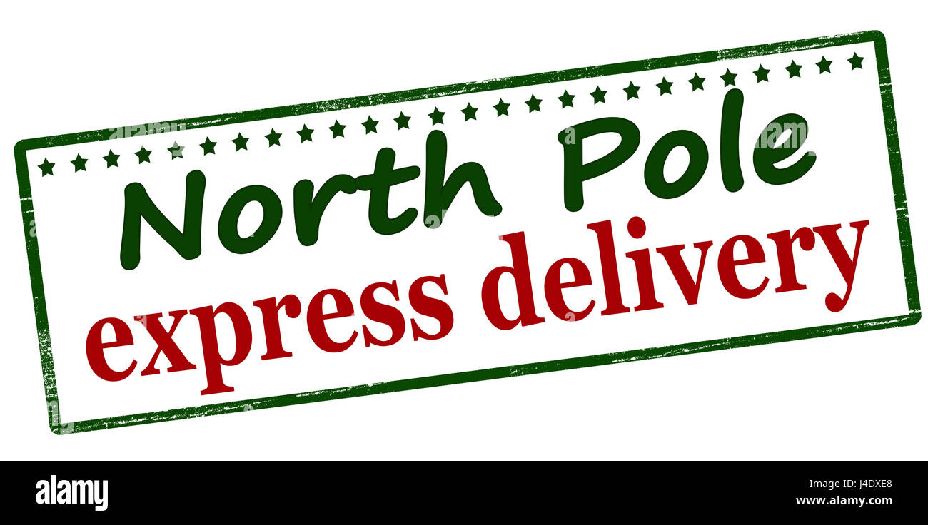 Stamp with text North Pole express delivery inside, vector illustration ...