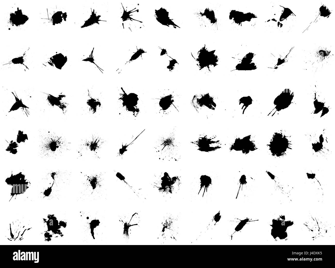 A collection of vector ink splatters made with real pen and ink Stock Vector
