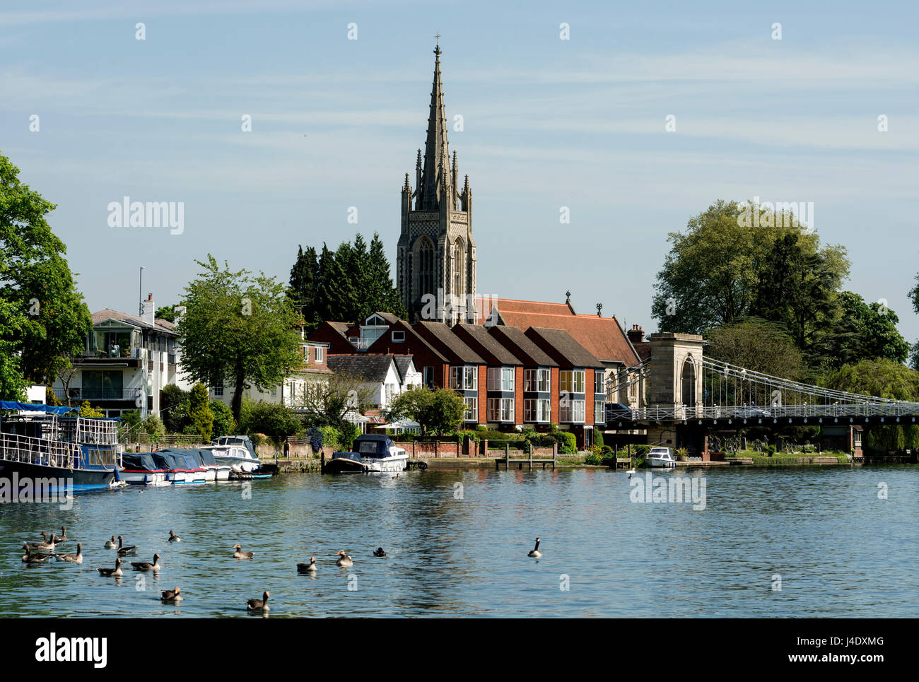 River Thames and All Saints Church, Marlow, Buckinghamshire, England ...