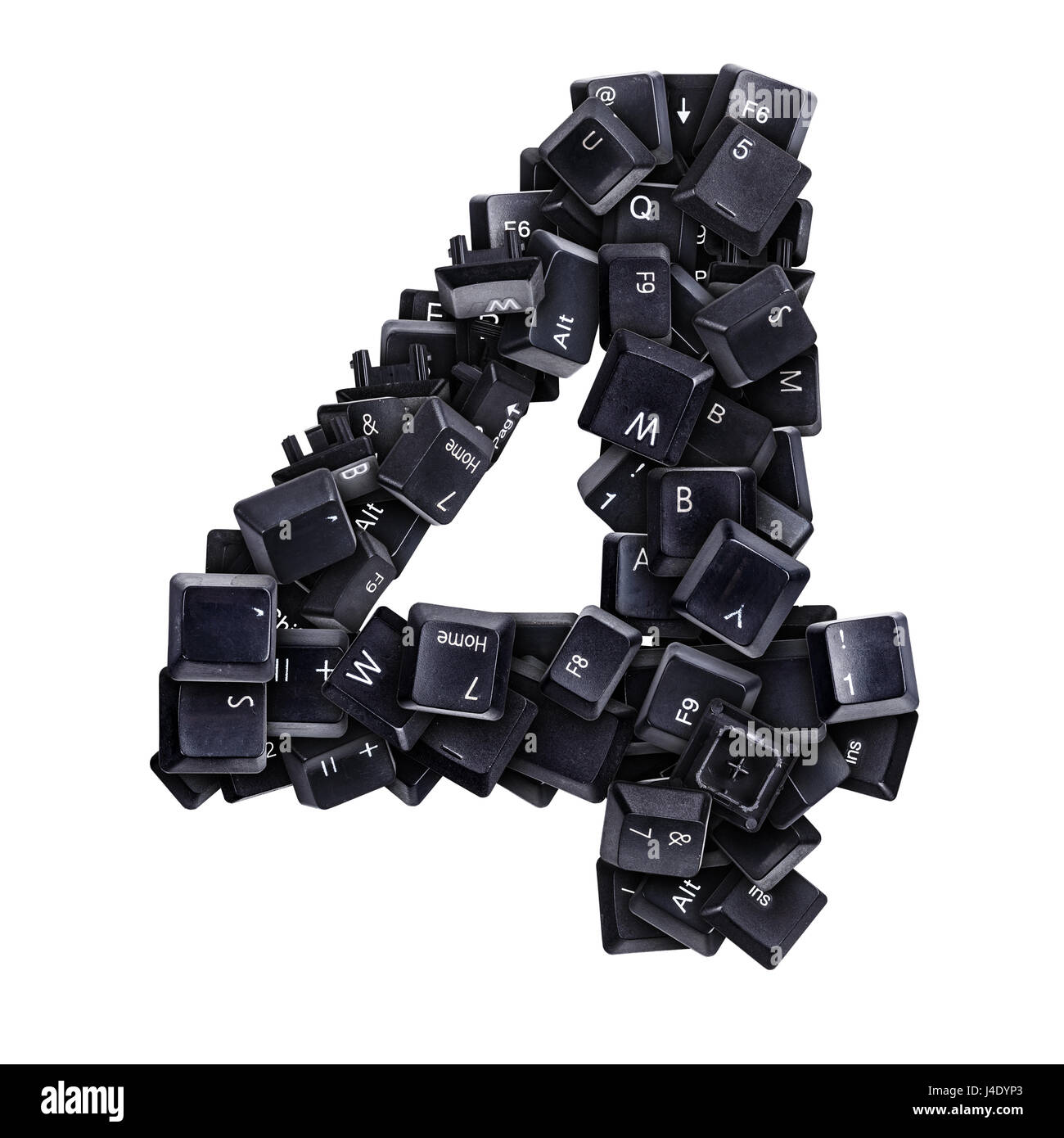 Number 4 made of keyboard buttons isolated on white Stock Photo - Alamy