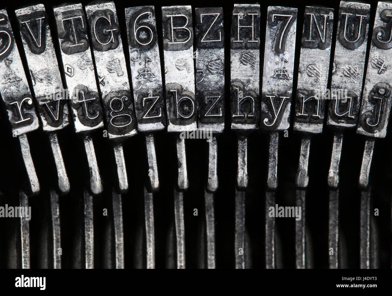 Matrix letters on old typewriter machine detail Stock Photo Alamy
