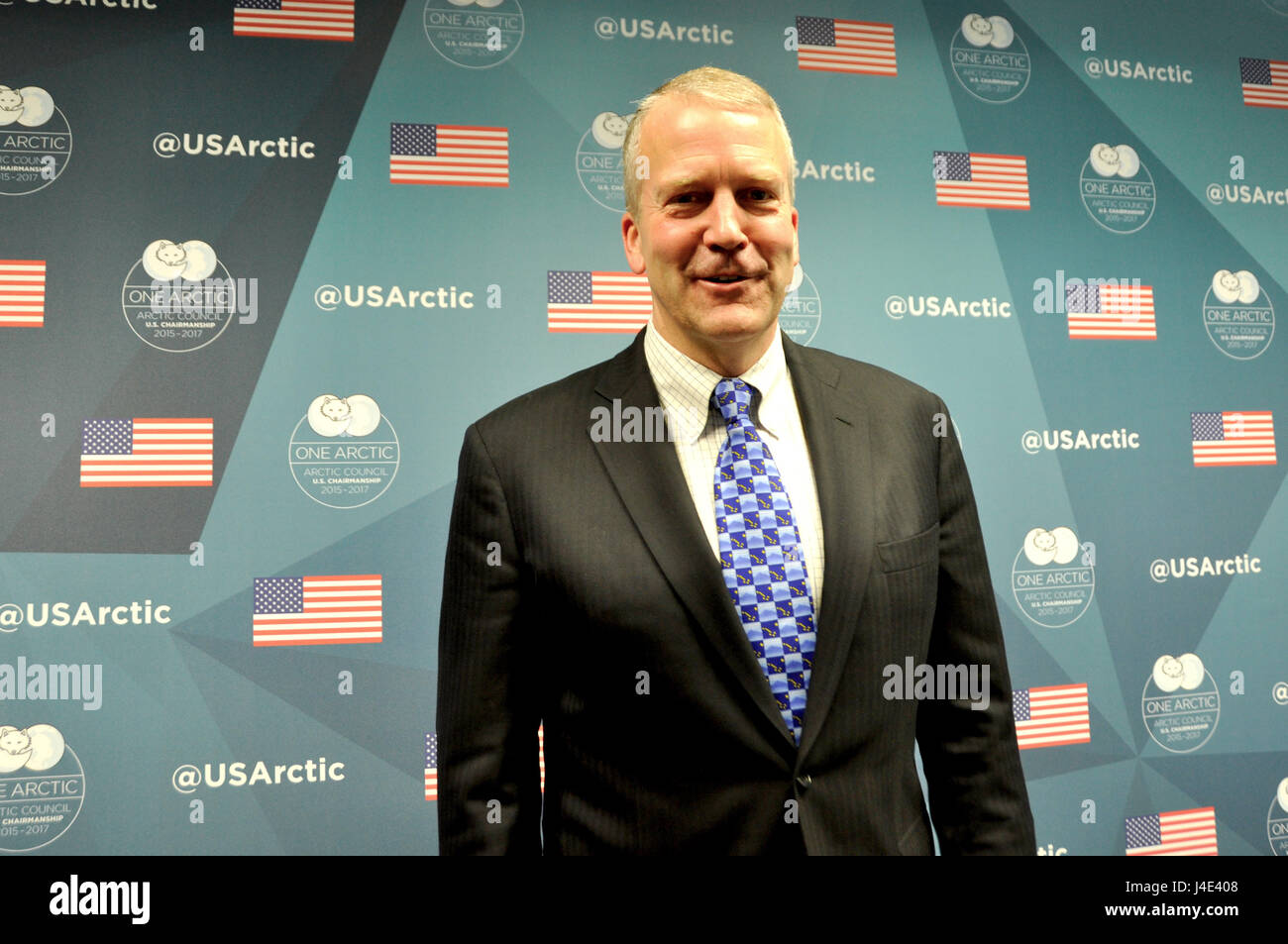 Fairbanks, Alaska, USA. 11th May, 2017. The US senator Dan Sullivan can be seen during a meeting of ministers of the Arctic Council in Fairbanks, Alaska, USA, 11 May 2017. Photo: Michael Donhauser/dpa/Alamy Live News Stock Photo