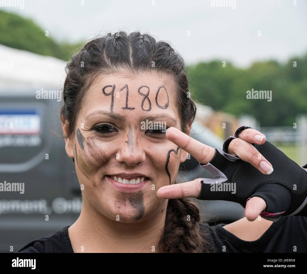 Brentwood, Essex, 13th May 2017; participant in the, Nuclear Blast race, Brentwood, Essex Credit: Ian Davidson/Alamy Live News Stock Photo