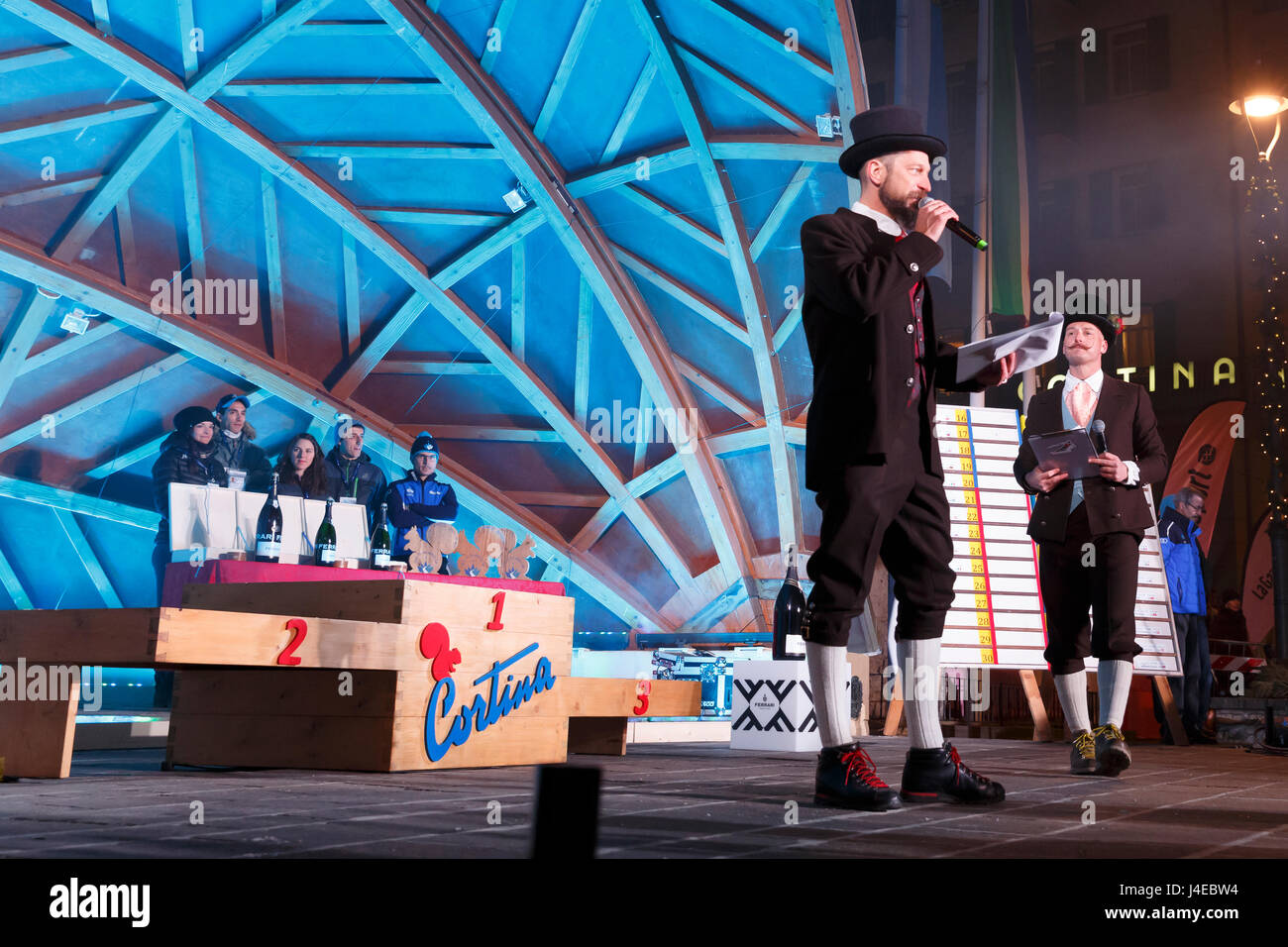Cortina d’Ampezzo, Italy 28 January 2017 the prize giving ceremony at