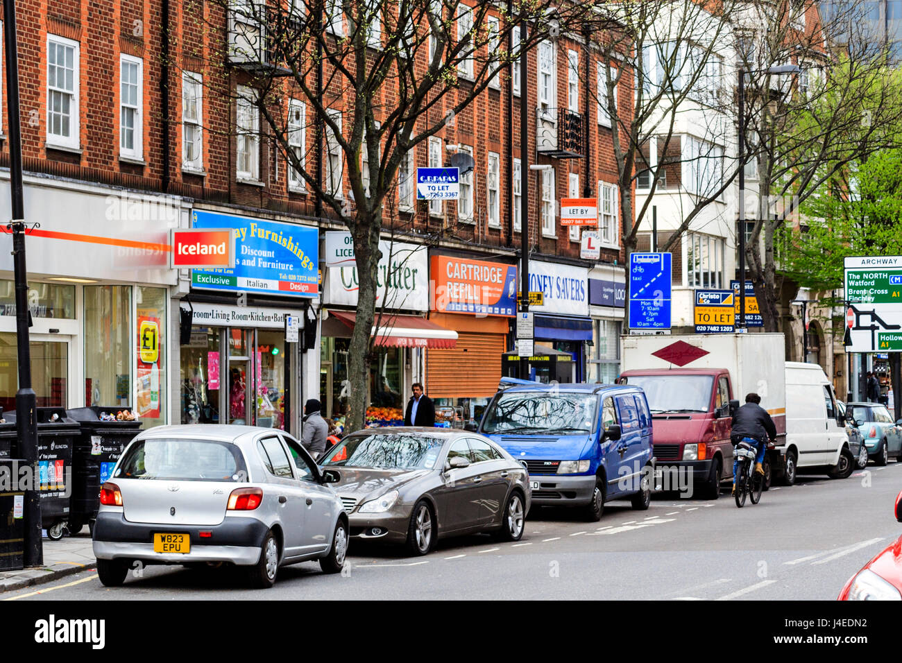 Shops on Junction Road, North London, UK Stock Photo