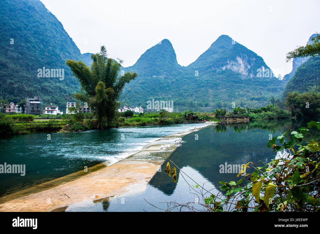 Beautiful river and mountains scenery Stock Photo - Alamy
