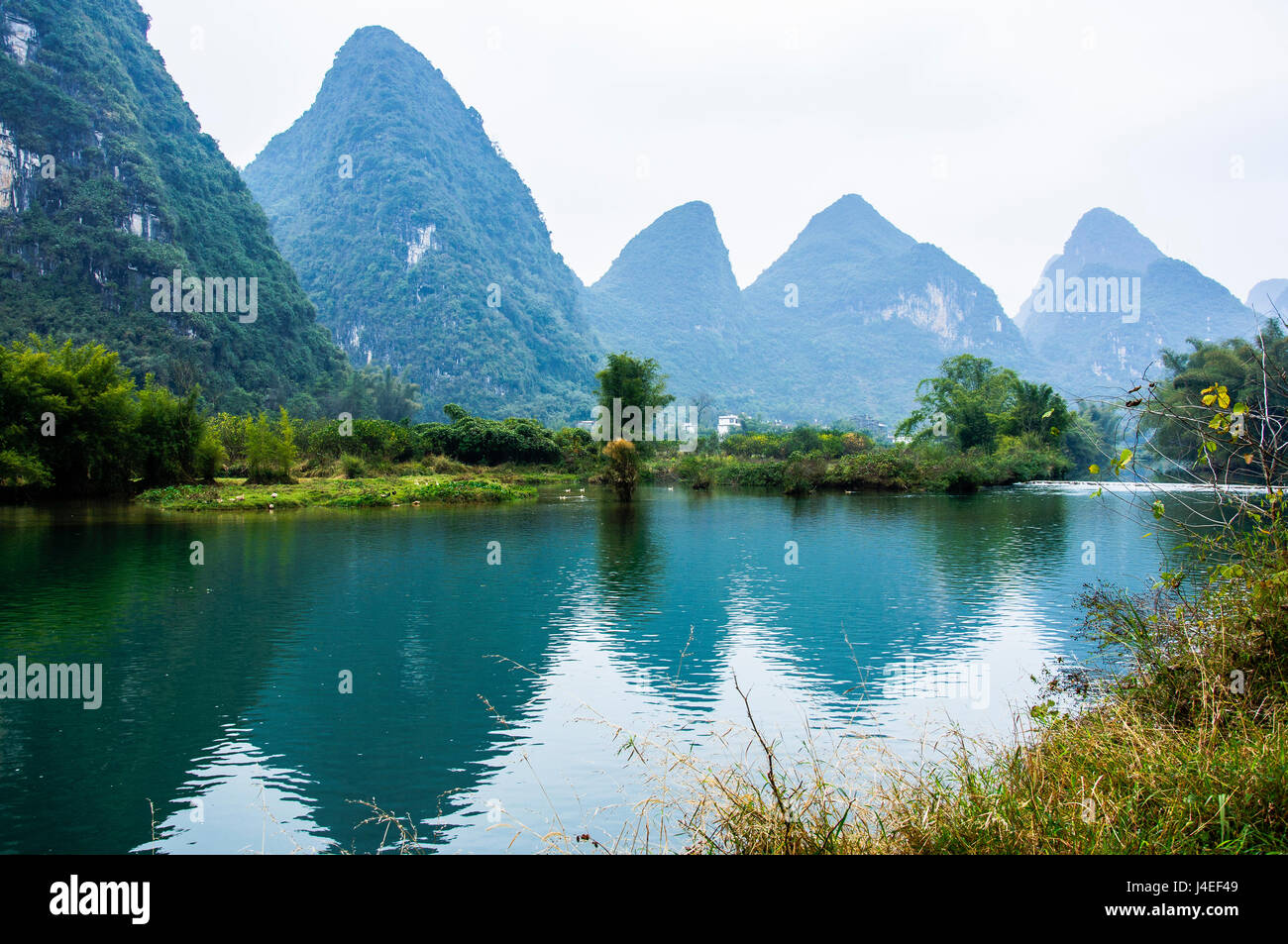 Beautiful river and mountains scenery Stock Photo