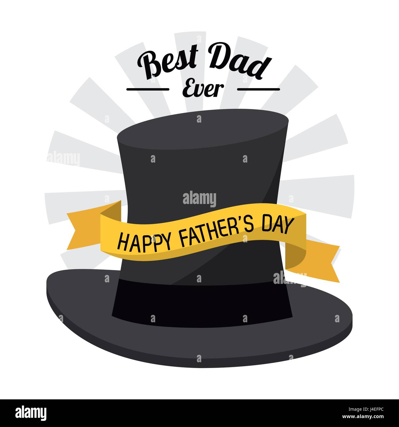 fathers day card, best dad ever. black hat ribbon decoration Stock Vector