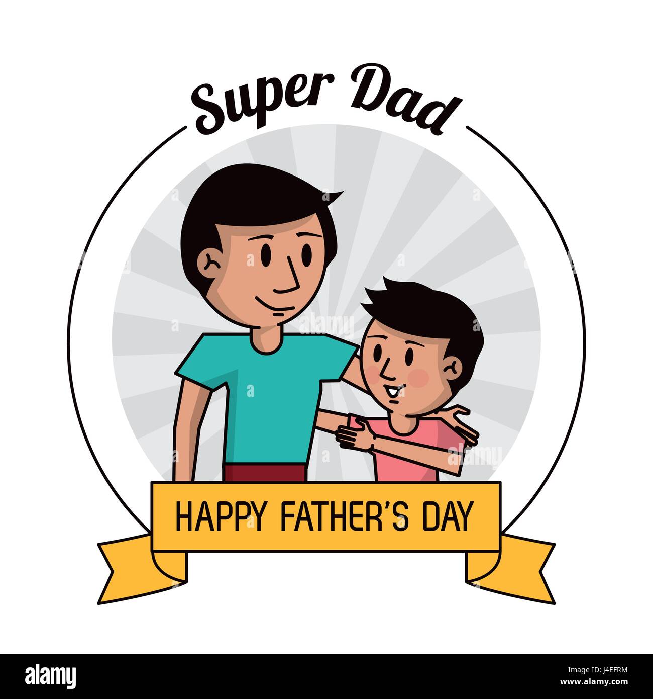 super dad. happy fathers day card, dad and son hugging image Stock ...