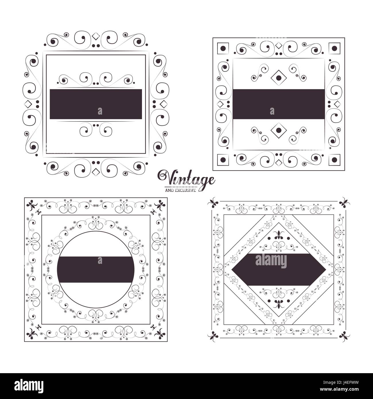vintage exclusive ornaments floral patterns elements design Stock