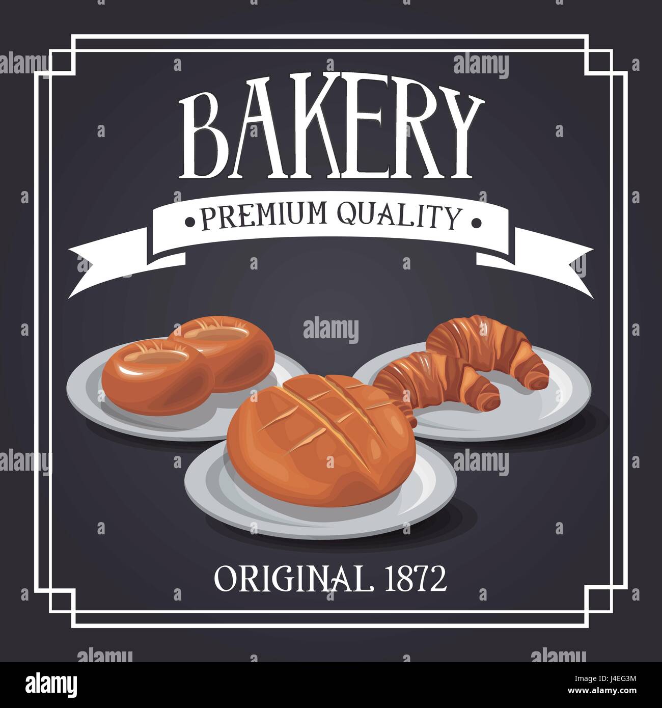 bakery premium quality shop design elements, rye and wheat bread ...