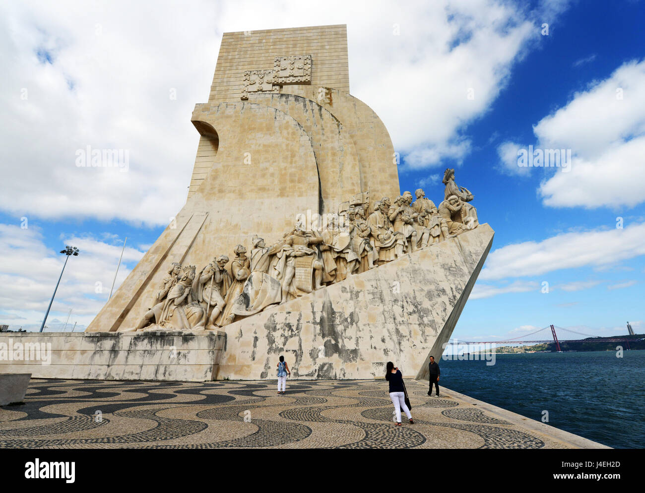 Monument to the Discoveries beside the Tagus River, Belem, Lisbon, Portugal. Stock Photo