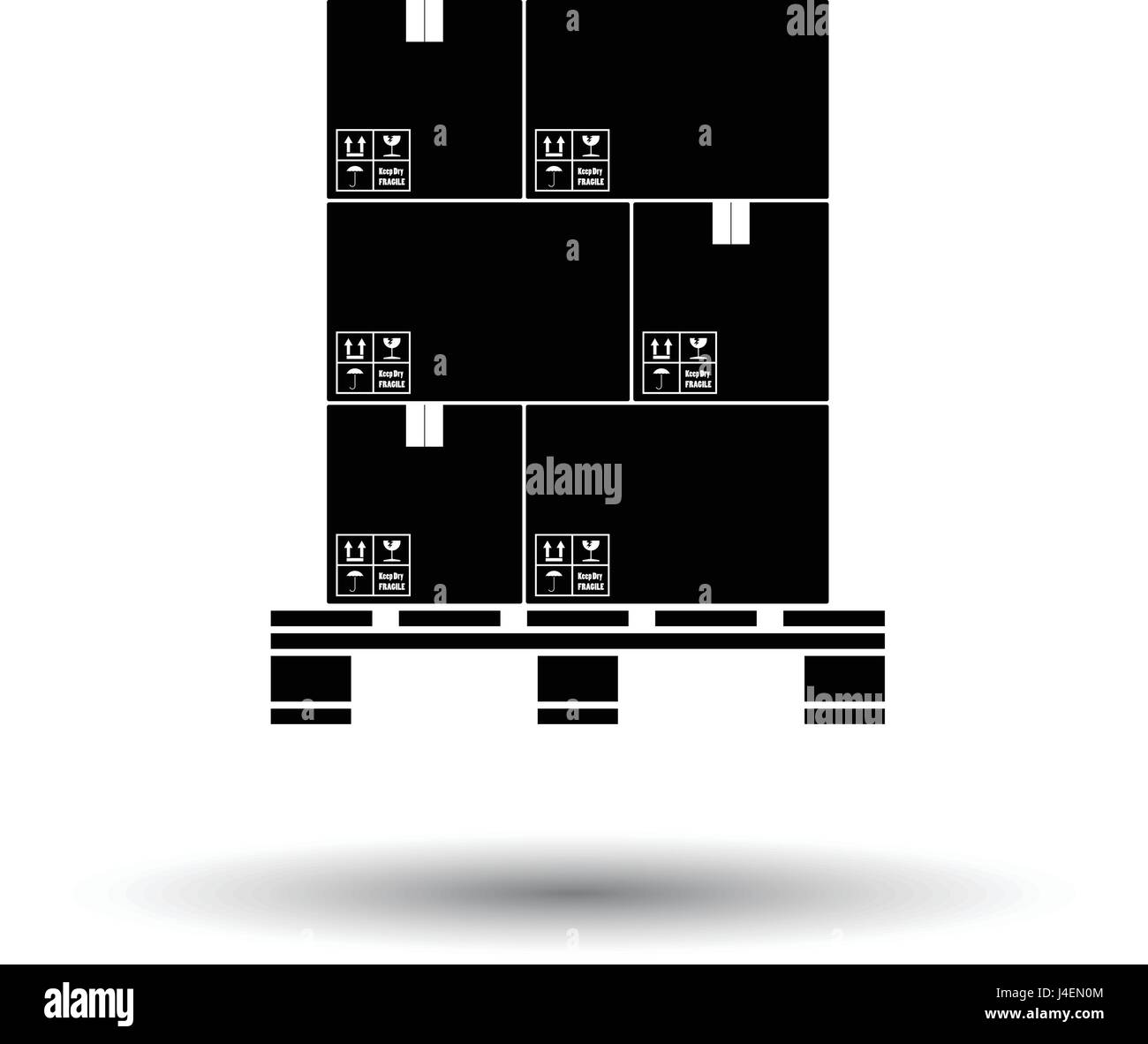 Cardboard package boxes on pallet icon. White background with shadow ...