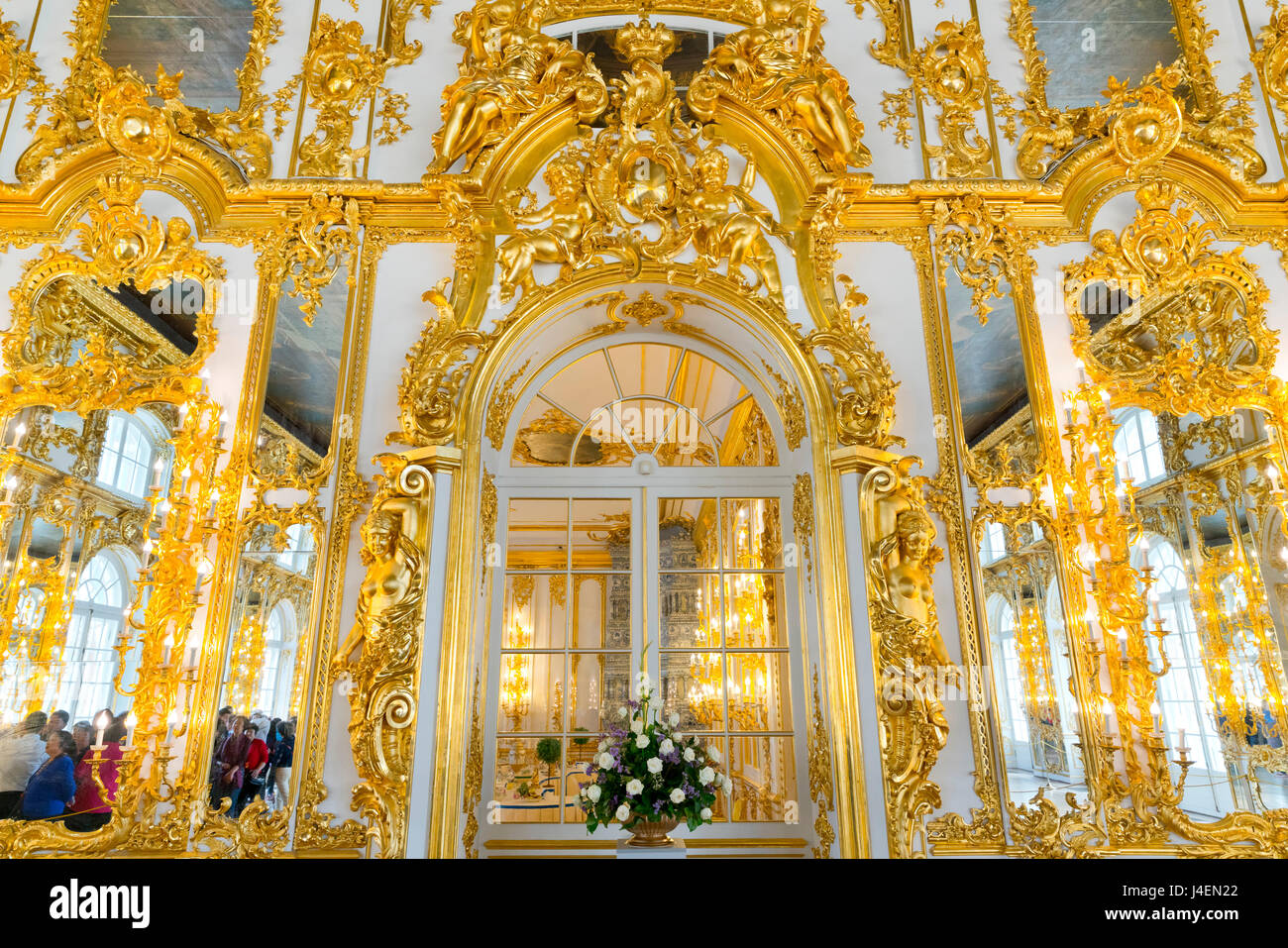 Doorway in the Ballroom, Catherine Palace, UNESCO World Heritage Site, Pushkin, near St. Petersburg, Russia, Europe Stock Photo