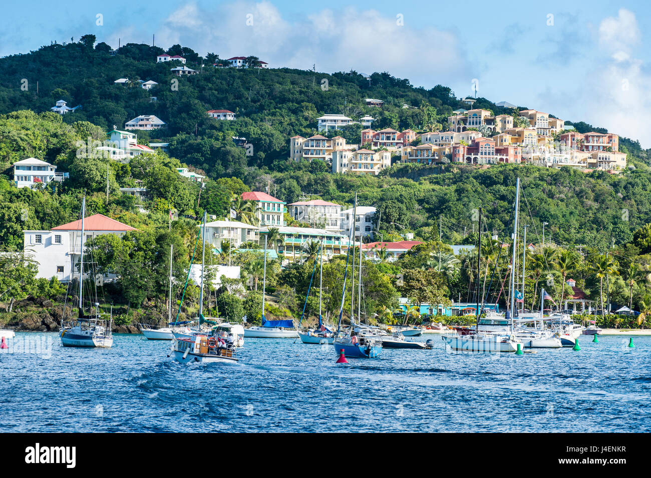 Sailing boats in Cruz Bay, St. John, Virgin Islands National Park, US