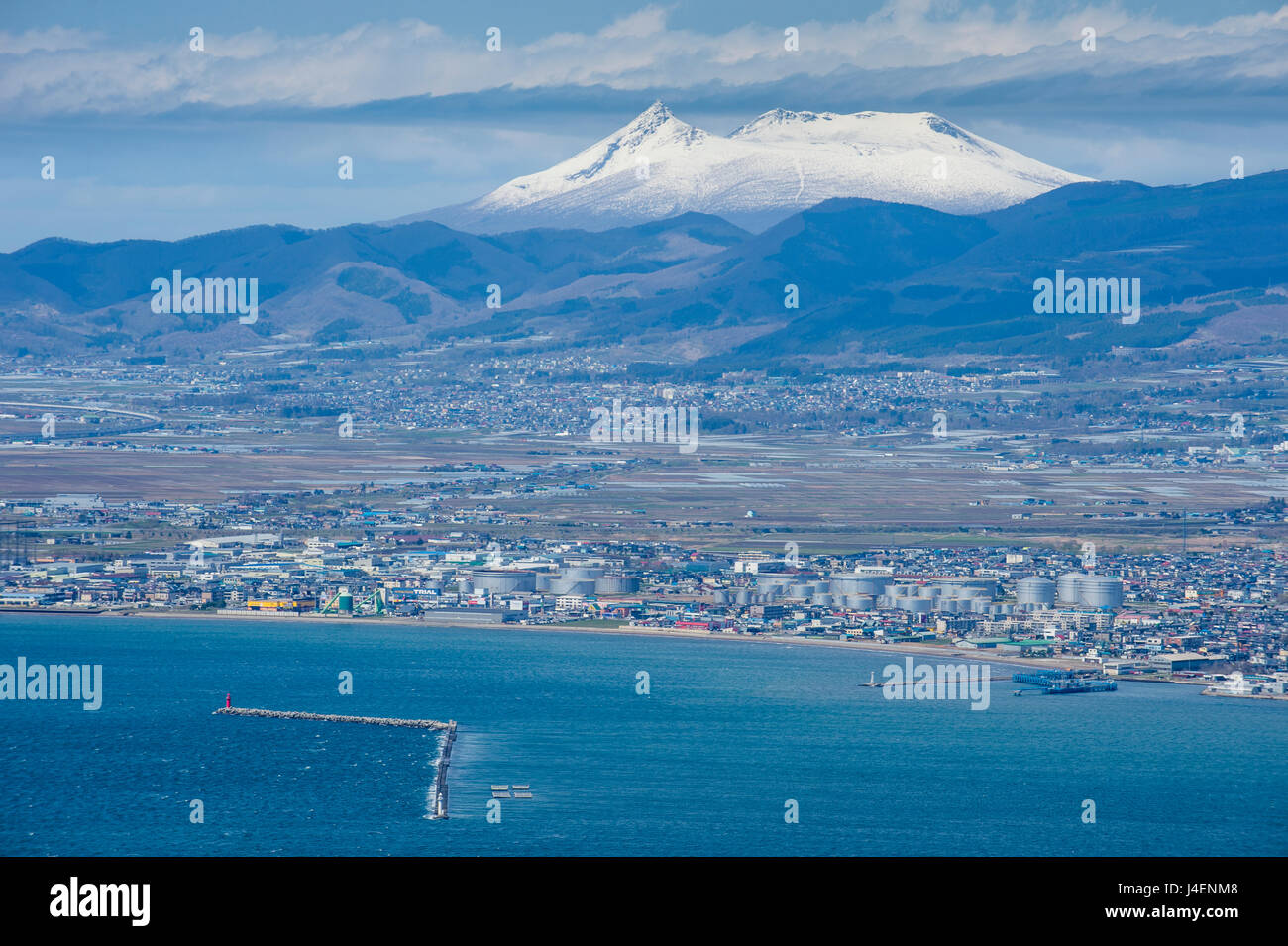 View over Hakodate from Mount Hakodate, Hokkaido, Japan, Asia Stock Photo