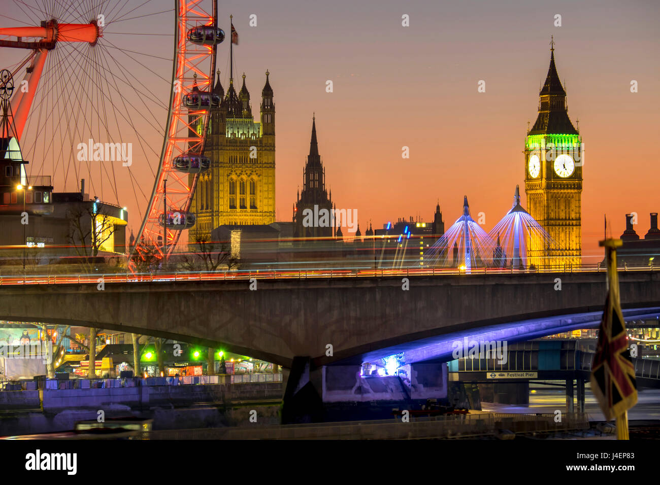 Waterloo Bridge and Big Ben, London, England, United Kingdom, Europe Stock Photo