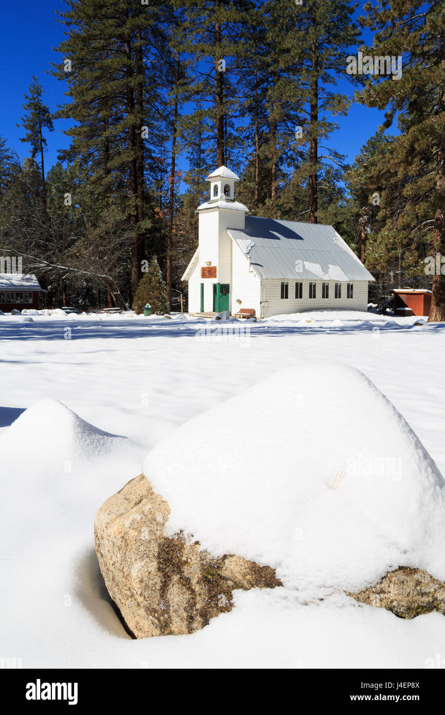 Chapel in snow, Idyllwild, California, United States of America, North