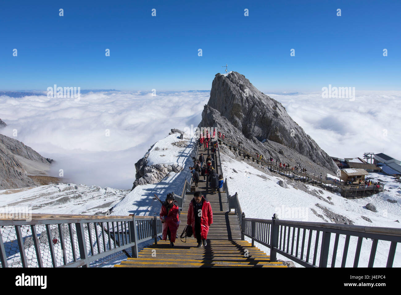 Tourists On Jade Dragon Snow Mountain Yulong Xueshan Lijiang Yunnan Tourists On Jade Dragon Snow Mountain Yulong Xueshan Lijiang Yunnan