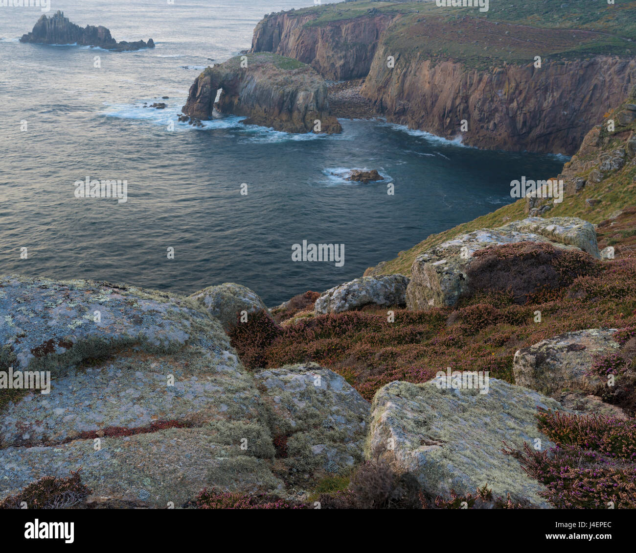 A view from the cliffs at Lands End, Cornwall, England, United Kingdom, Europe Stock Photo