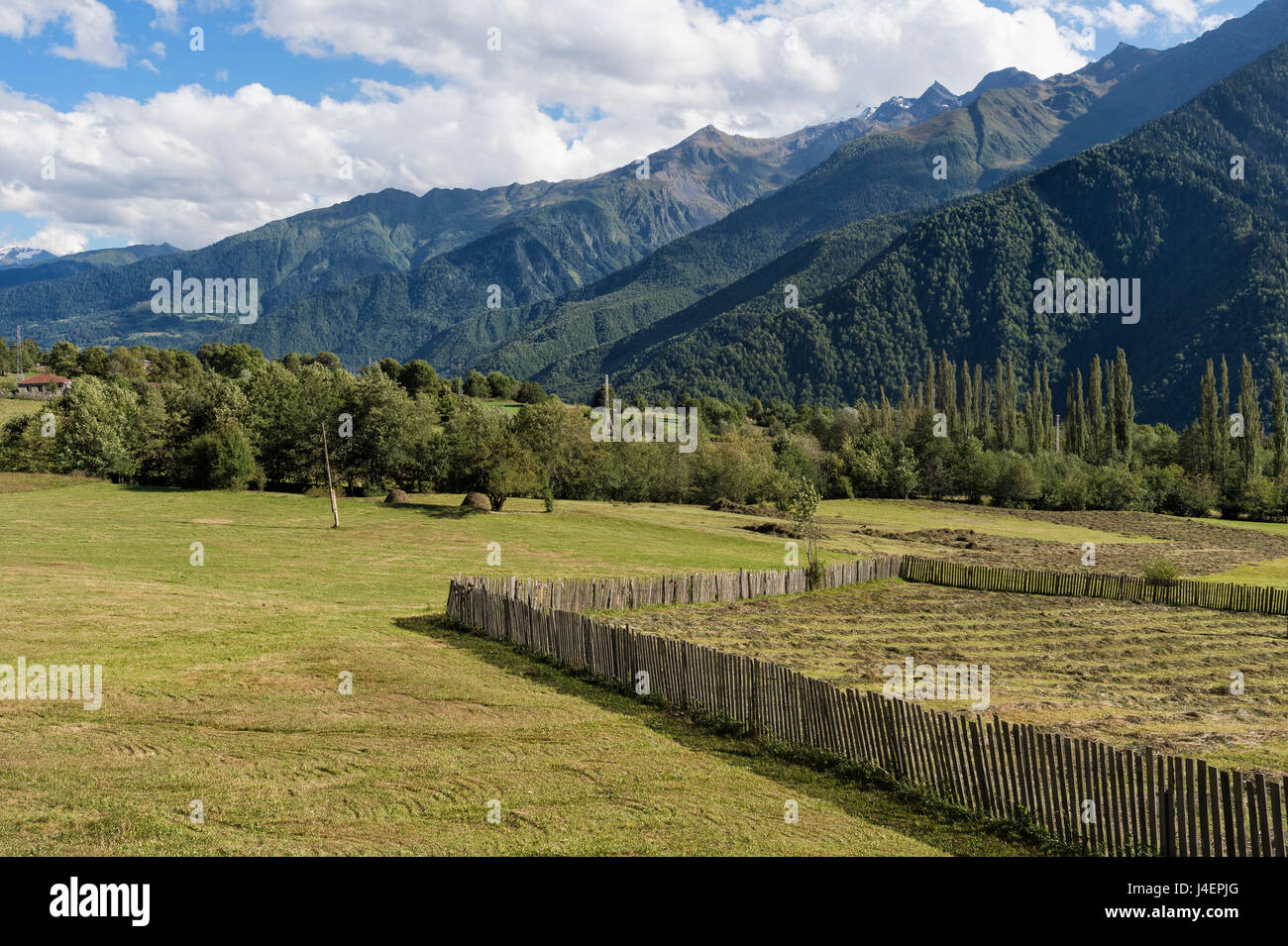 Bucolic scenery, Lashtkhveri, Svaneti region, Georgia, Caucasus, Asia Stock Photo