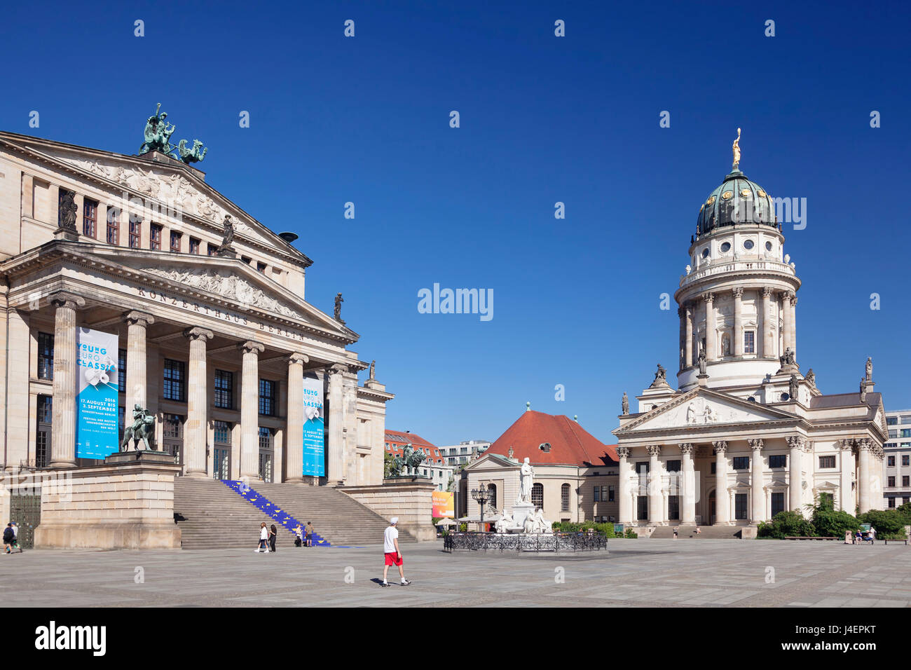 Franzoesischer Dom (French Cathedral), Schiller memorial, Konzerthaus (concert hall), Gendarmenmarkt, Mitte, Berlin, Germany Stock Photo