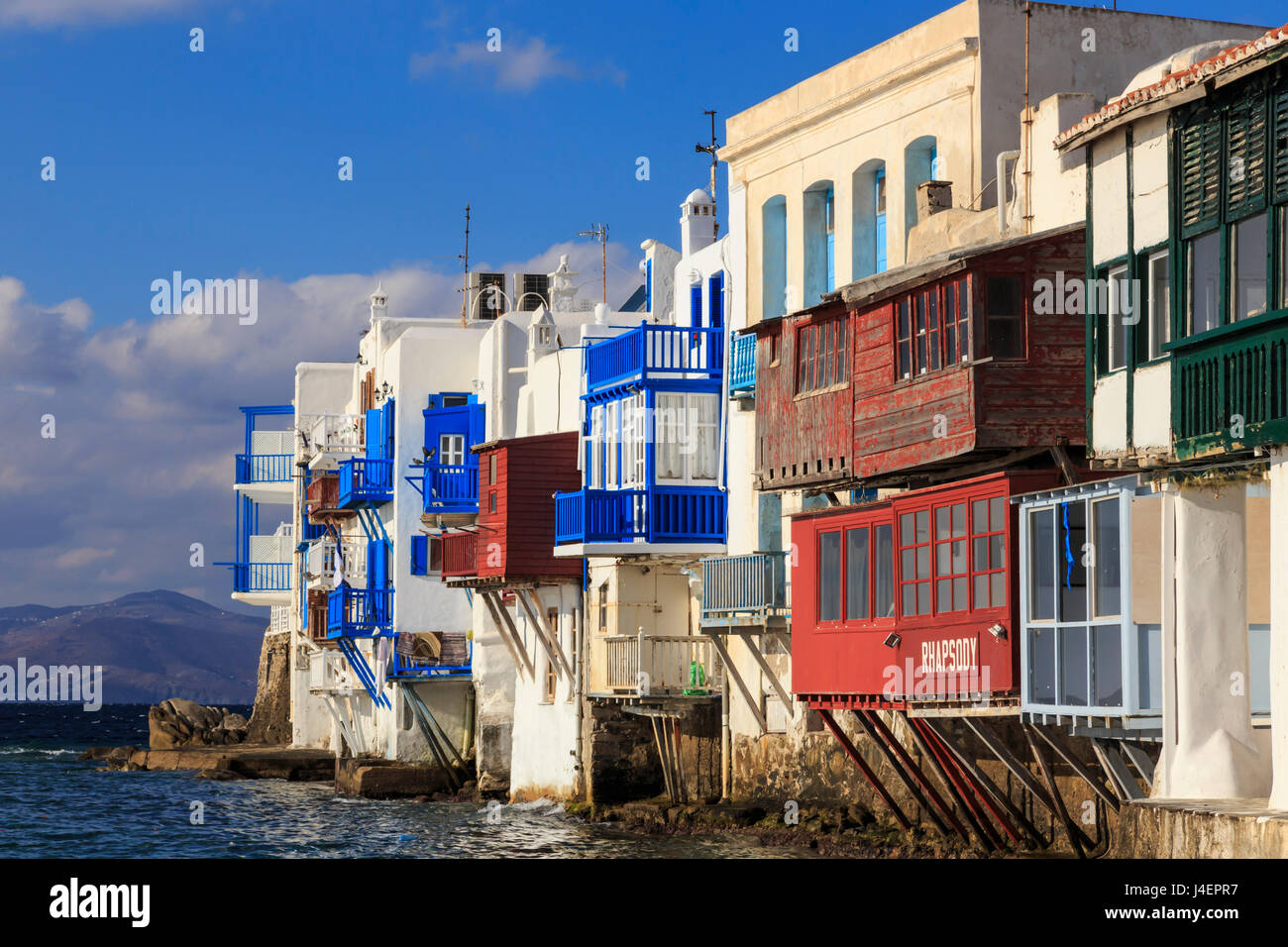 Little Venice, Mykonos Town (Chora), Mykonos, Cyclades, Greek Islands, Greece, Europe Stock Photo