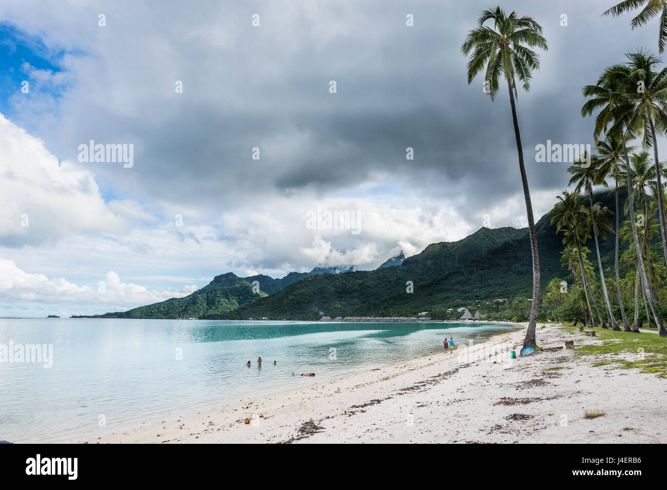 Temae public beach, Moorea, Society Islands, French Polynesia, Pacific Stock Photo