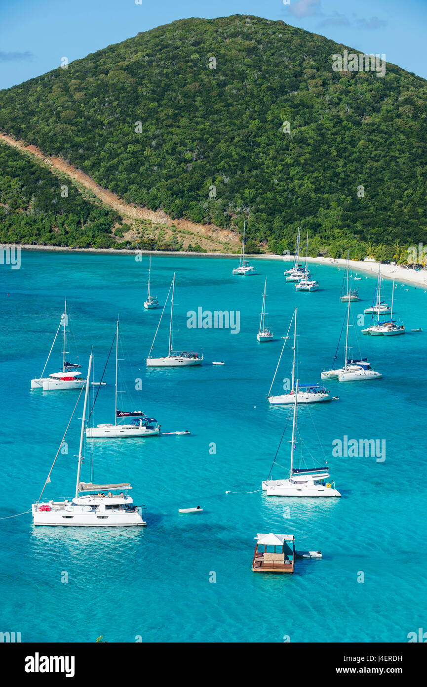 View over White Bay, Jost Van Dyke, British Virgin Islands, West Indies, Caribbean, Central America Stock Photo