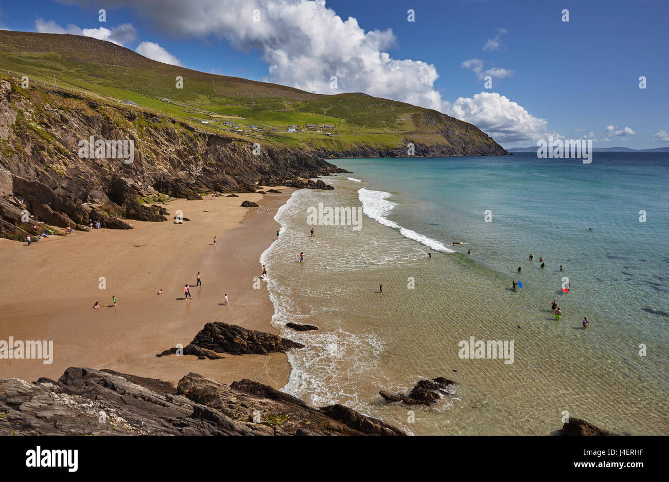 Beach on Dunmore Head, at the western end of the Dingle Peninsula, County Kerry, Munster, Republic of Ireland, Europe Stock Photo