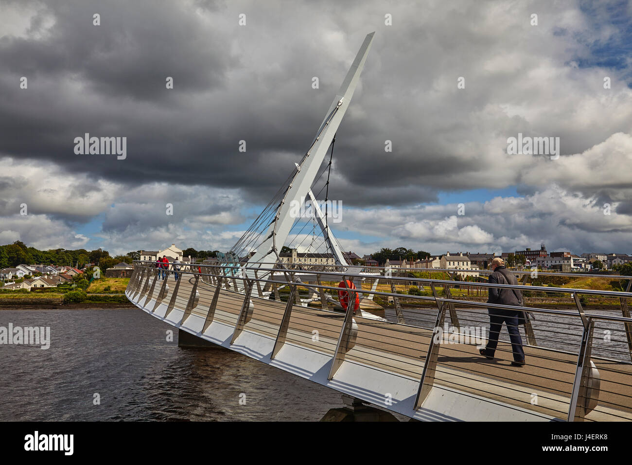 Peace Bridge, across the River Foyle, Derry (Londonderry), County Londonderry, Ulster, Northern Ireland, United Kingdom, Europe Stock Photo